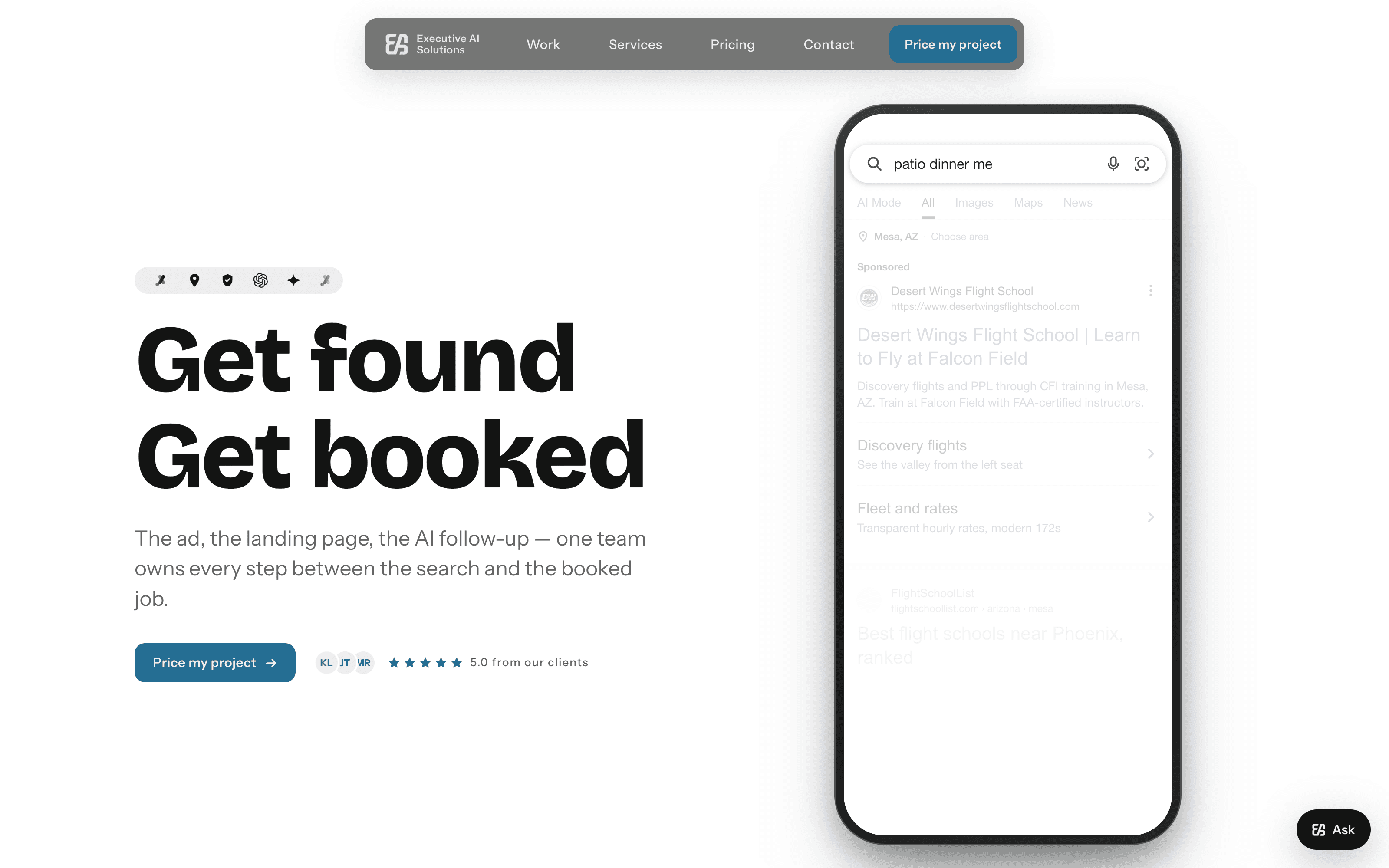 The Executive AI Solutions homepage